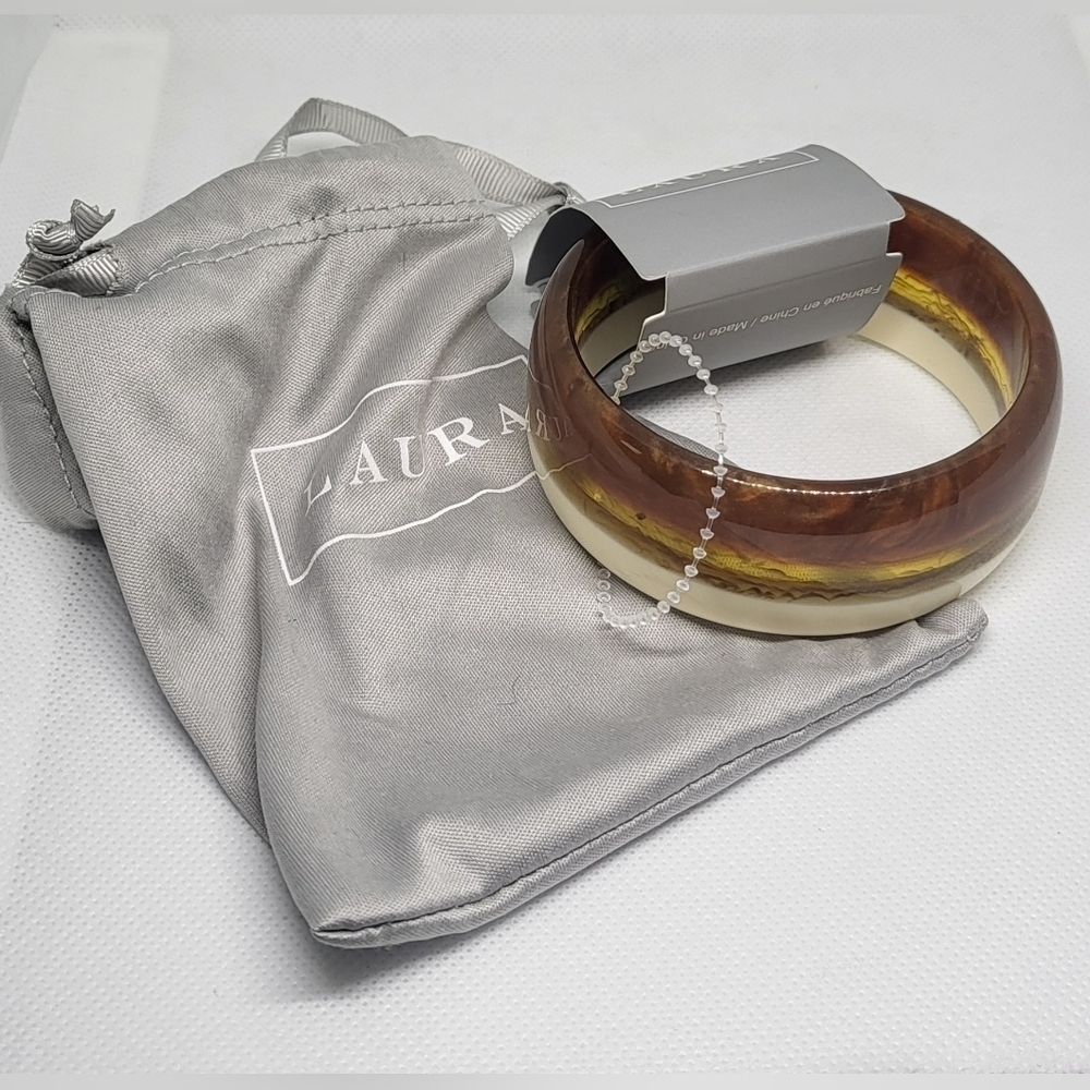 Laura Brown Cream Resin Bangle Bracelet NWT